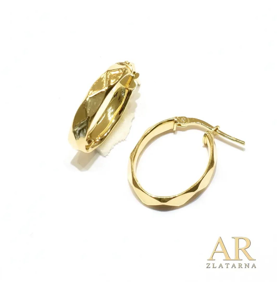 Srebrne ovalne pozlaćene naušnice Reljef model 1