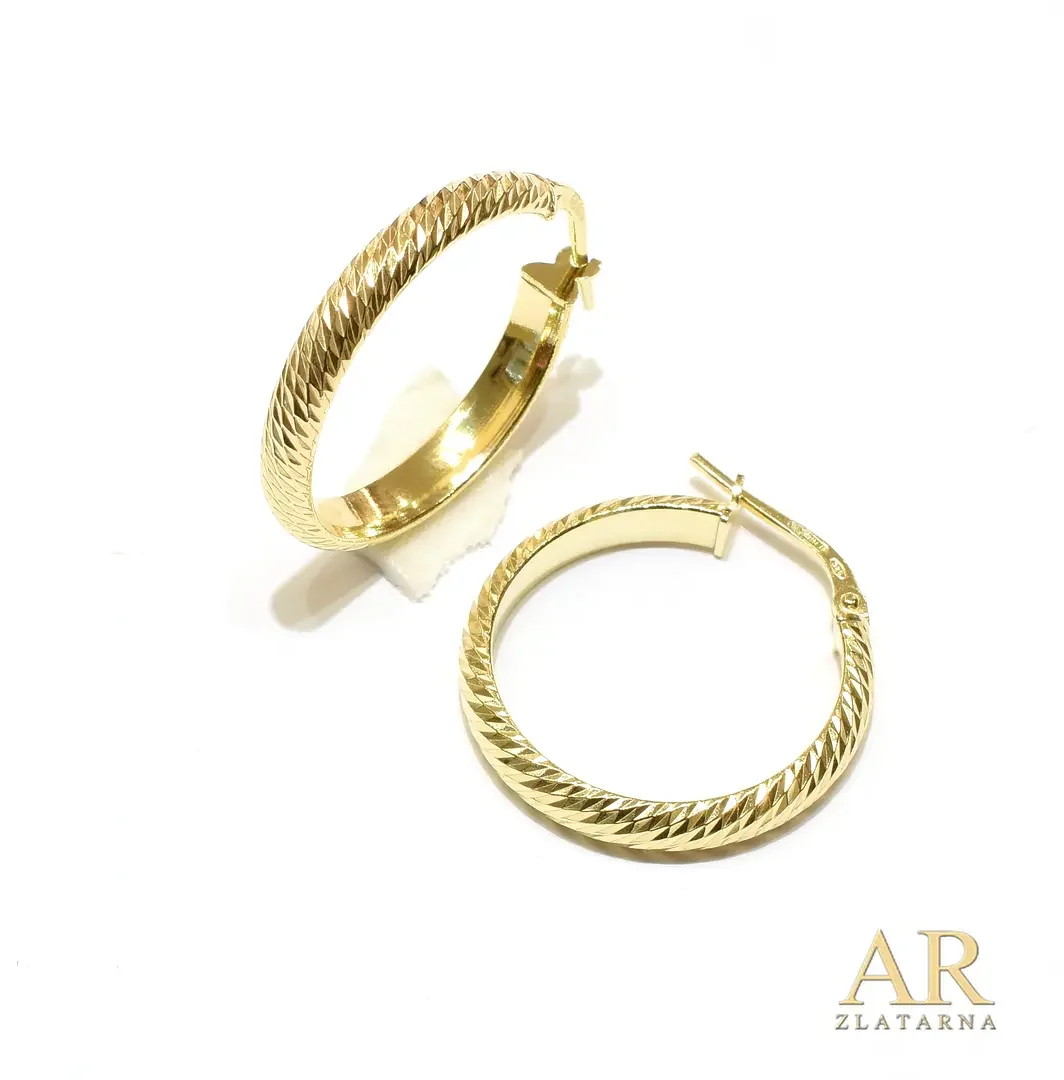 Srebrne pozlaćene naušnice okrugle prugaste Model 1