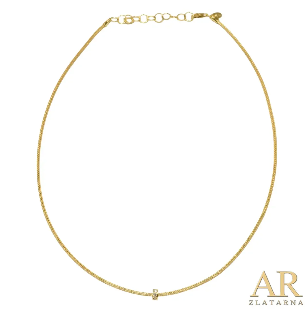 Srebrna pozlaćena ogrlica Mreža sa cirkonima