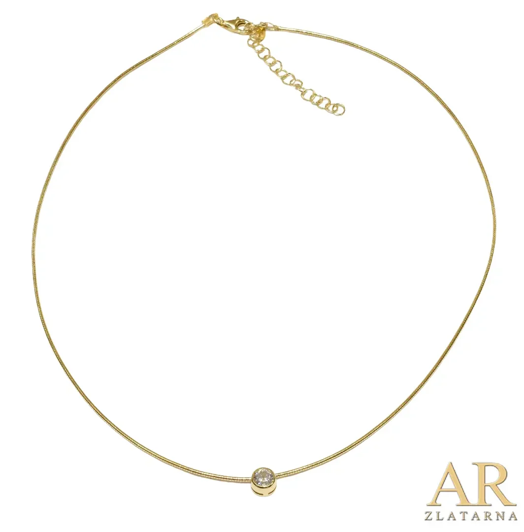 Srebrna pozlaćena ogrlica Omega sa cirkonom