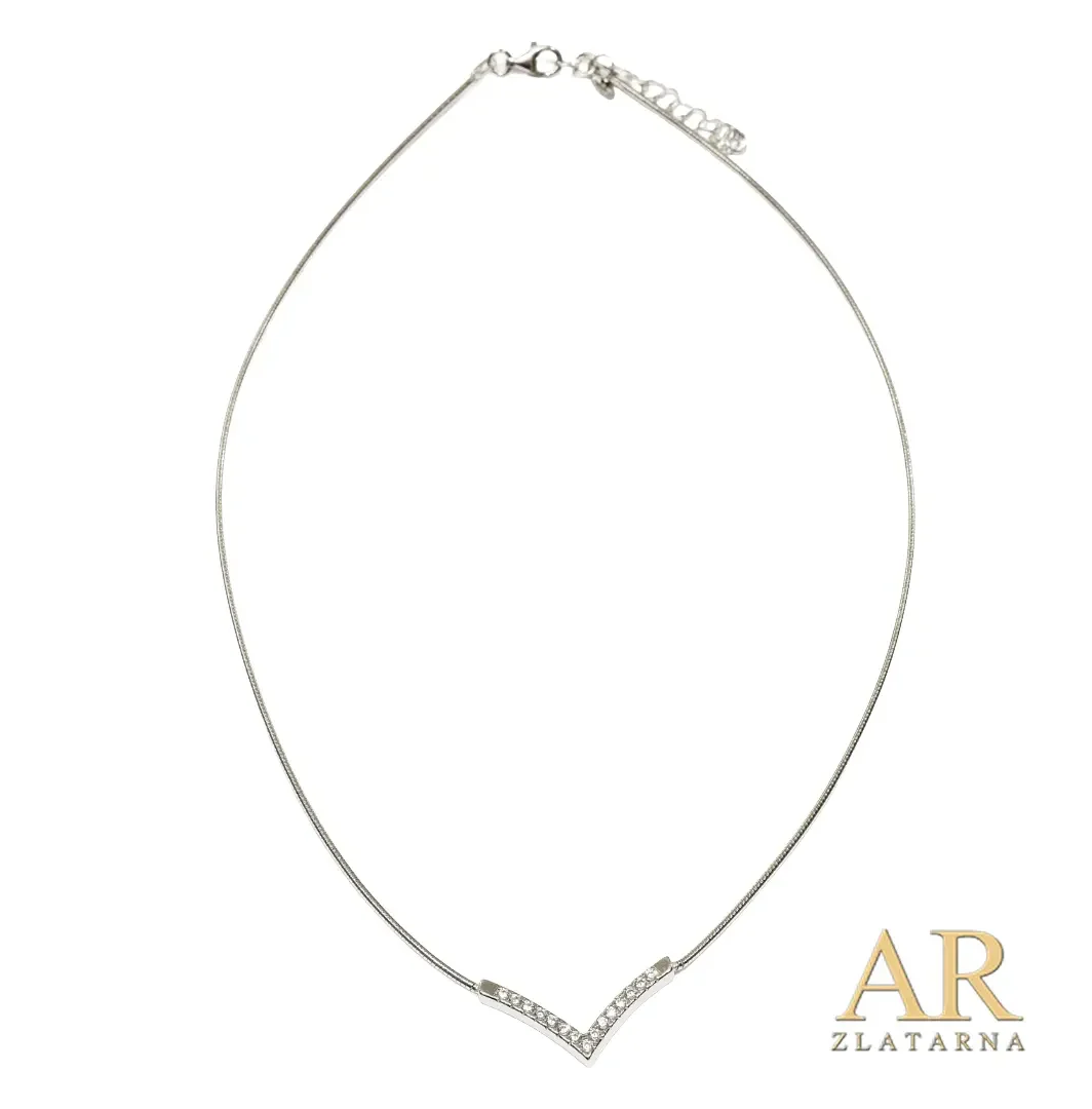 Srebrna ogrlica Omega sa V cirkonima
