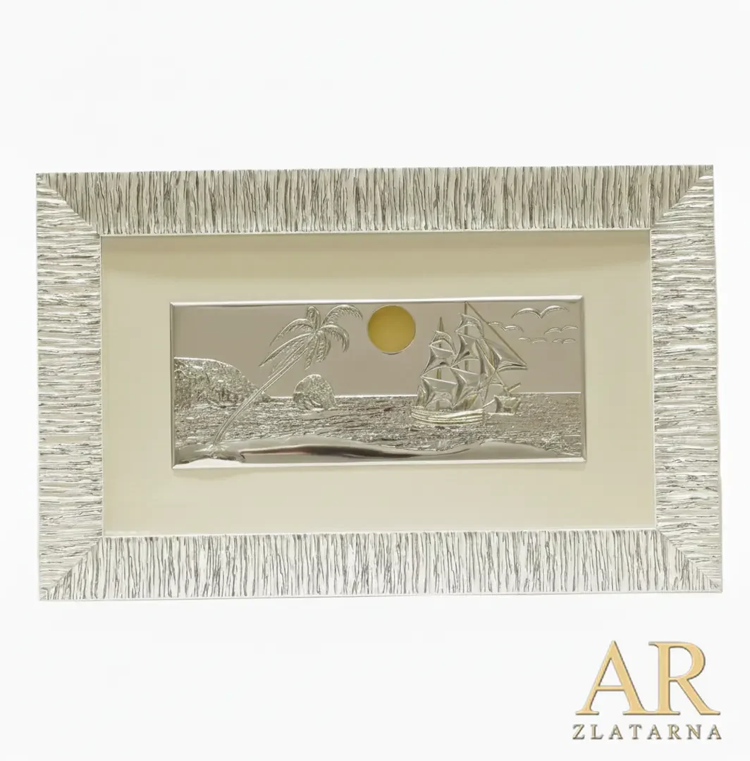 Srebrna slika Jedrenjak 40*65 cm