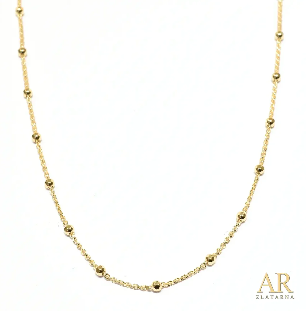 Srebrna pozlaćena ogrlica sa kuglicma