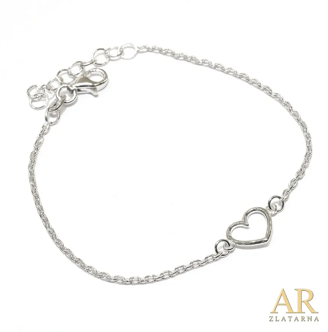Srebrna narukvica šuplje srce