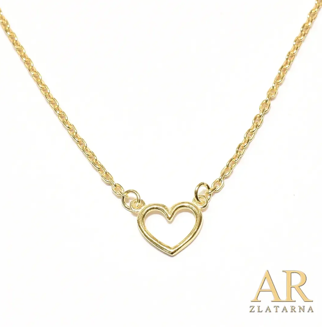 Srebrna pozlaćena ogrlica šuplje Srce