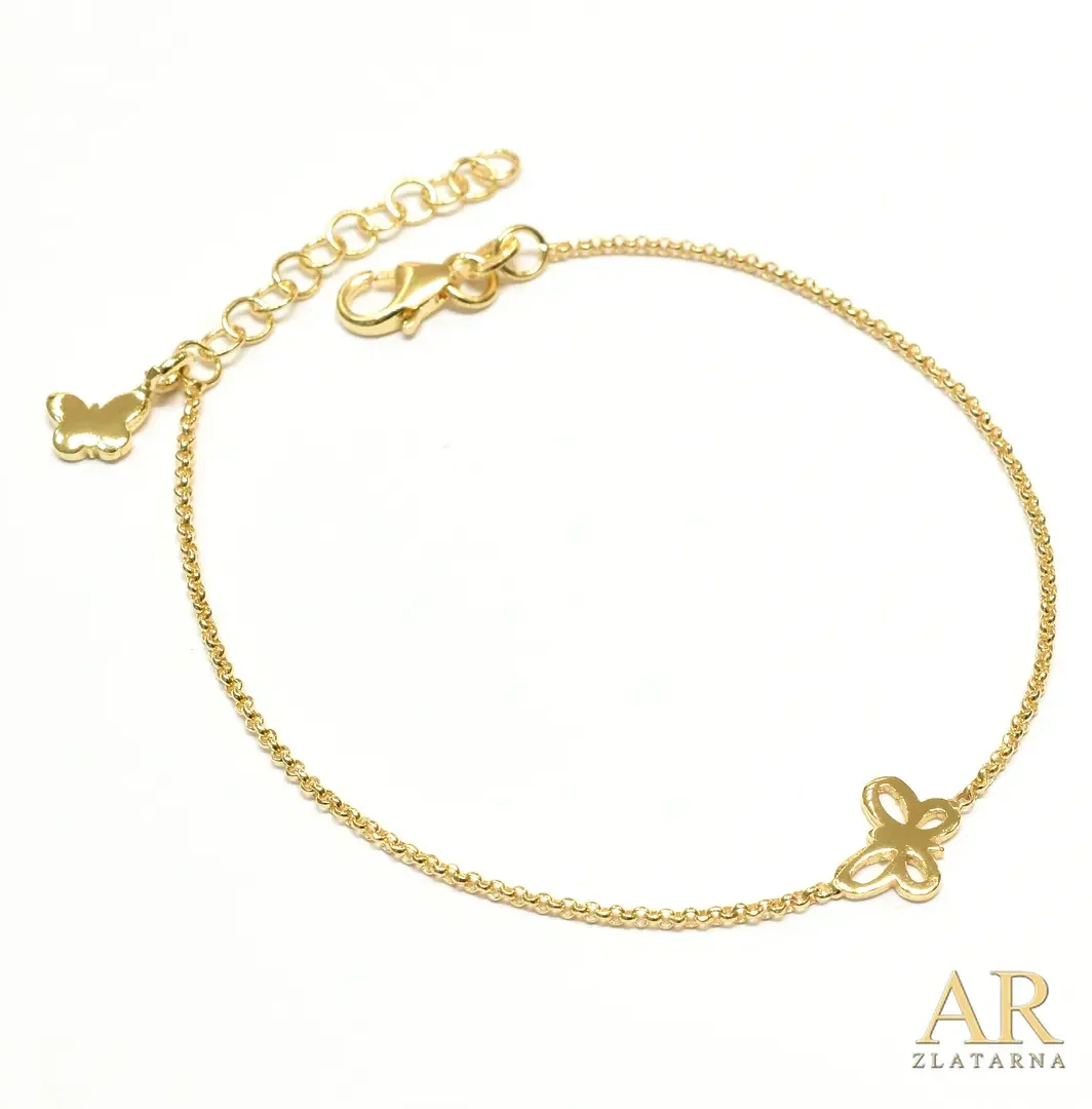 Srebrna pozlaćena narukvica dva leptira