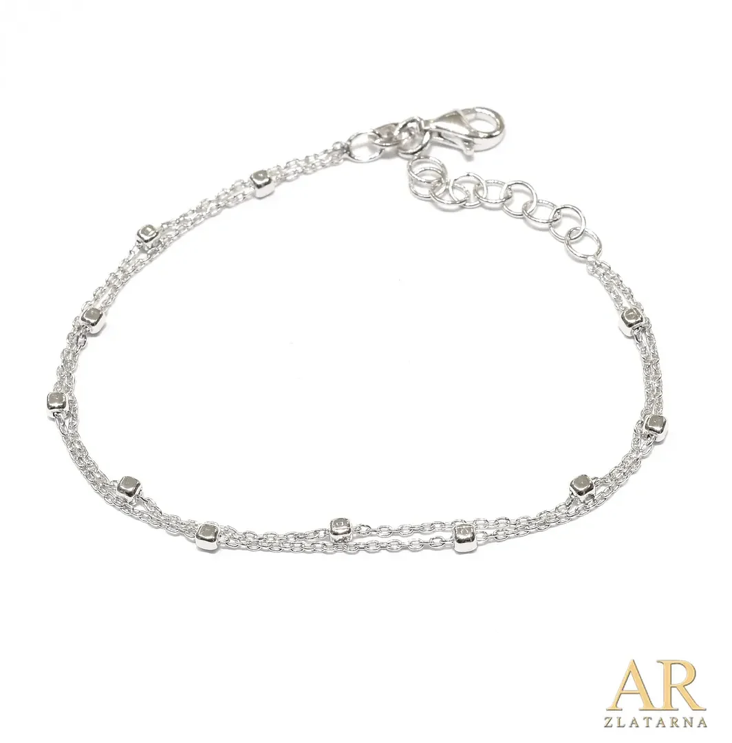 Srebrna narukvica dupla sa kuglicama