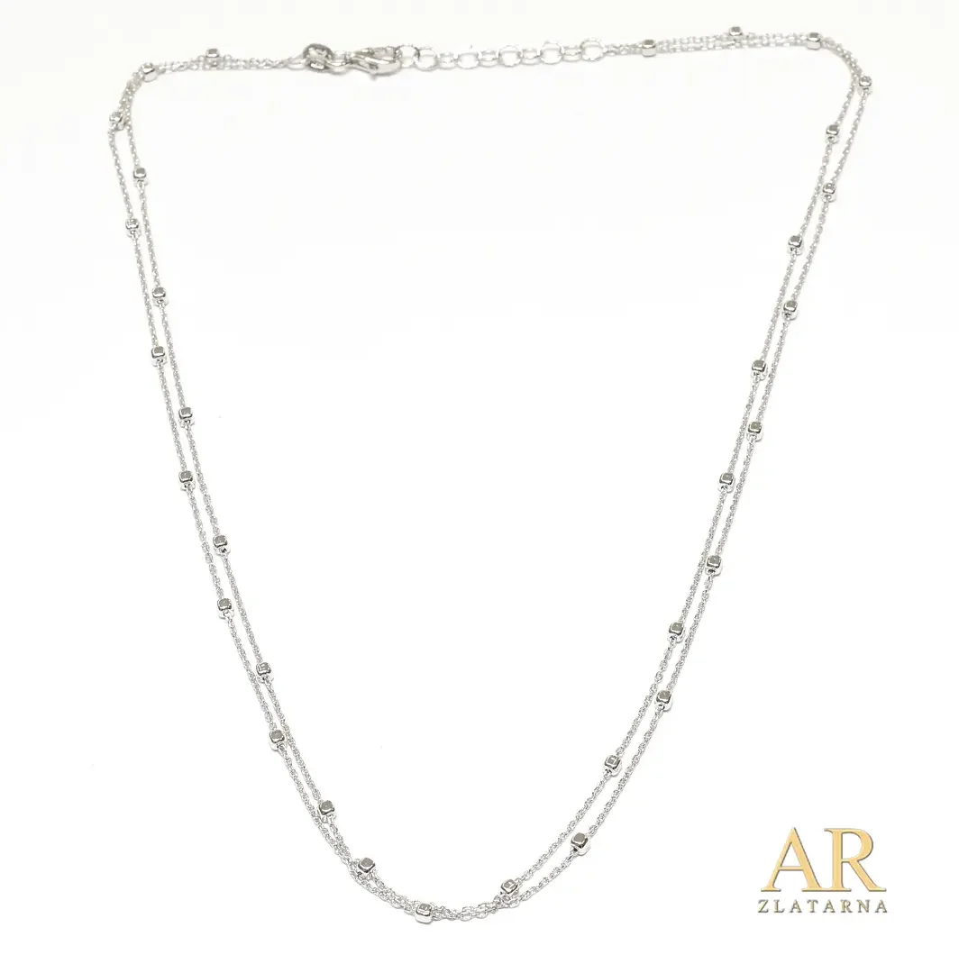 Srebrna ogrlica sa kuglicama dupla