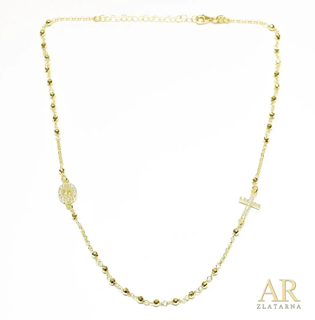 Srebrna pozlaćena ogrlica Krunica sa cirkonima Model 2