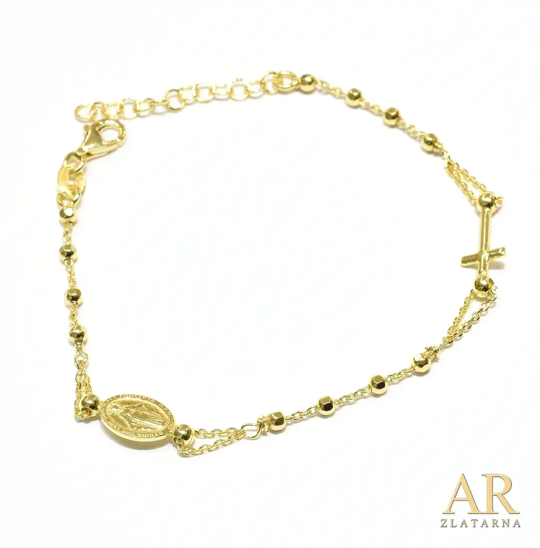 Srebrna pozlaćena narukvica krunica Model 7