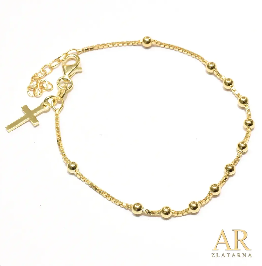 Srebrna pozlaćena narukvica krunica Model 8