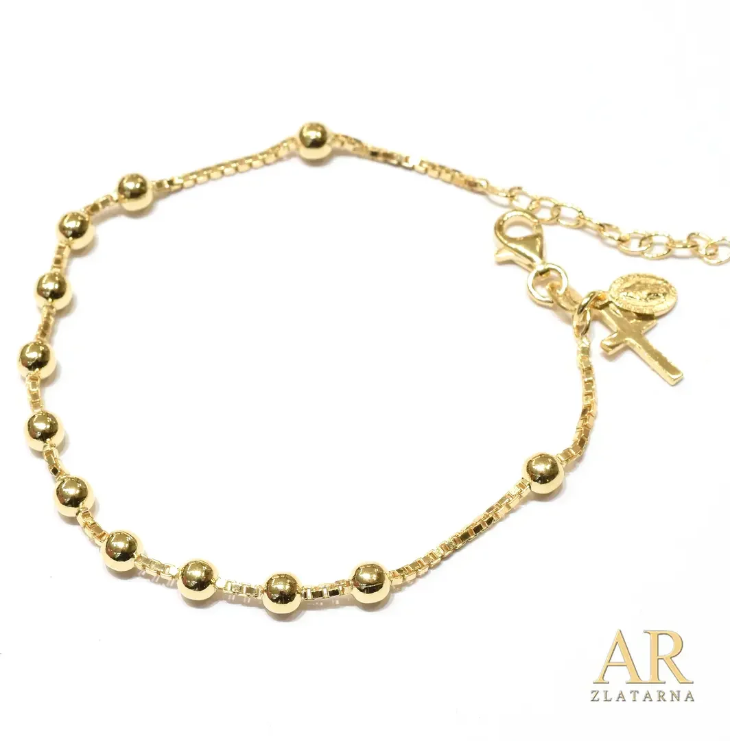 Srebrna pozlaćena narukvica krunica Model 9