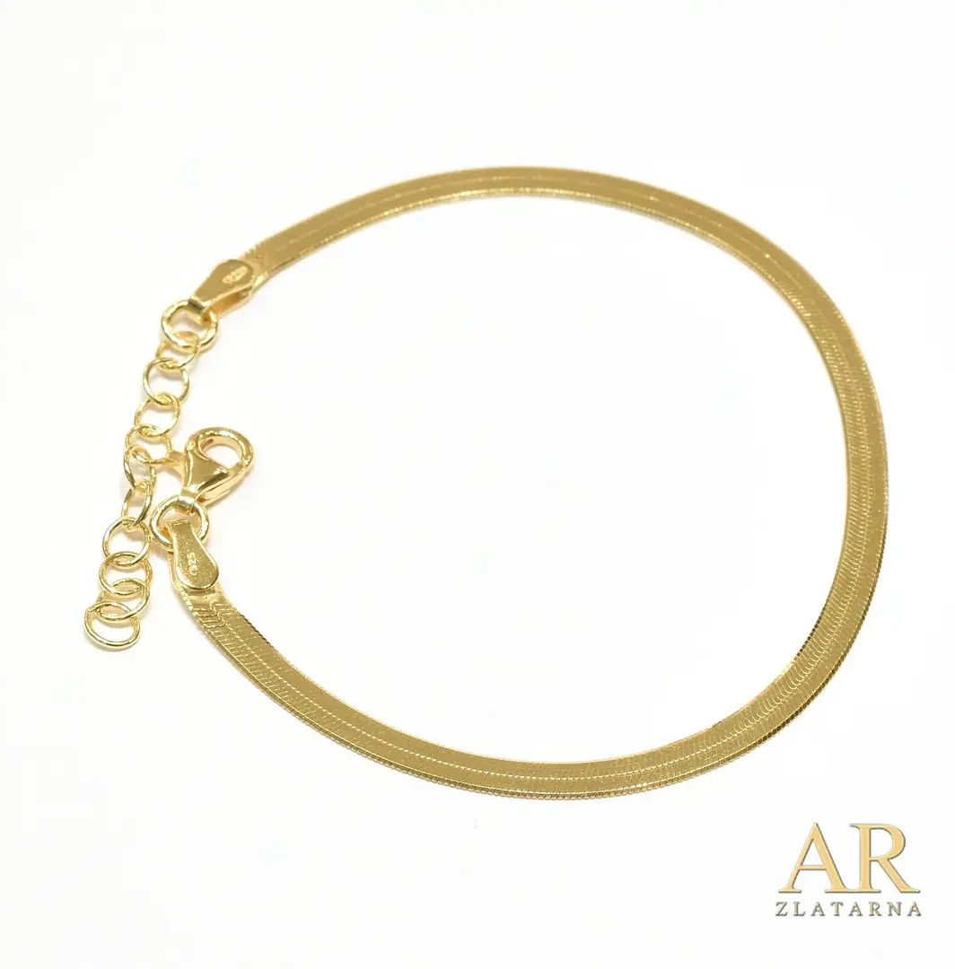 Srebrna pozlaćena narukvica zmijski vez Model 1