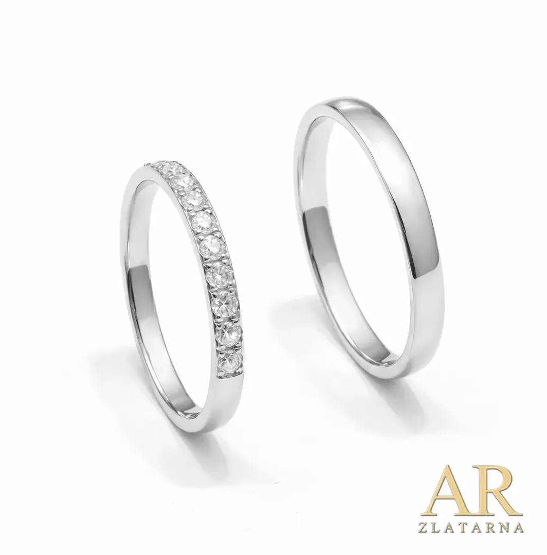 Bijelo zlato vjenčani prsteni s 0.30ct LAB dijamantima Model 1