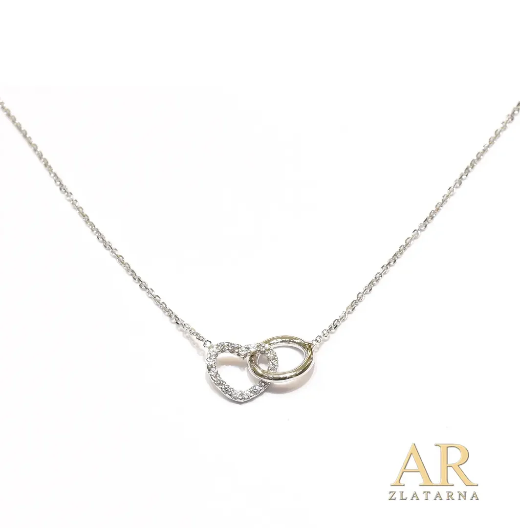 Bijelo zlato ogrlica Karika i Srce