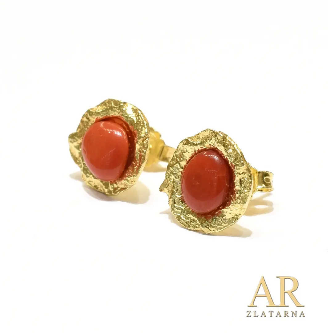 Srebrne pozlaćene naušnice Koralji Model 6