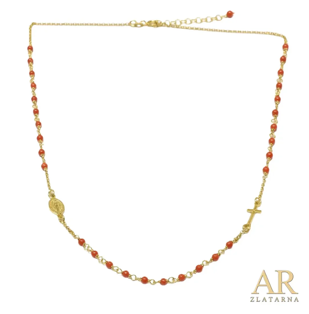 Srebrna pozlaćena krunica sa Koraljima