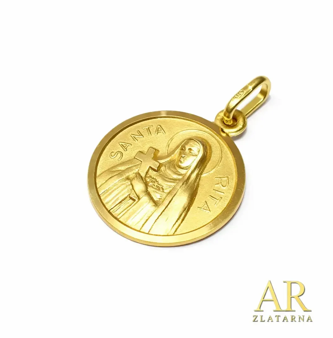 Zlatni privjesak Sveta Rita 17mm