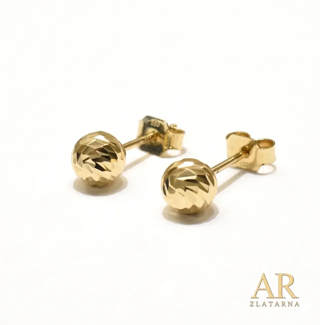 Zlatne naušnice Dijamantirana kuglica 6mm