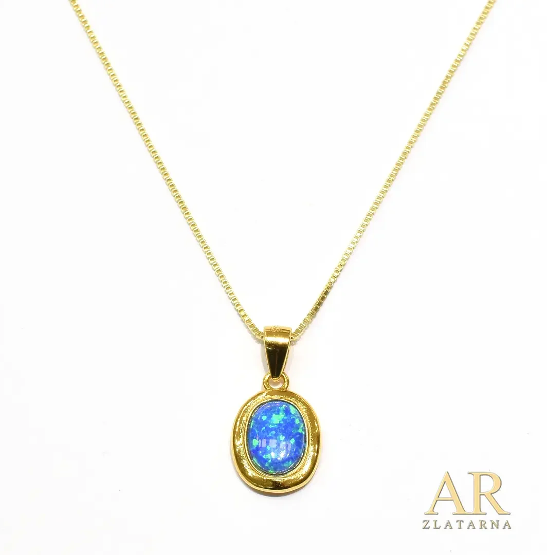 Srebrna pozlaćena ogrlica Opal Model 3