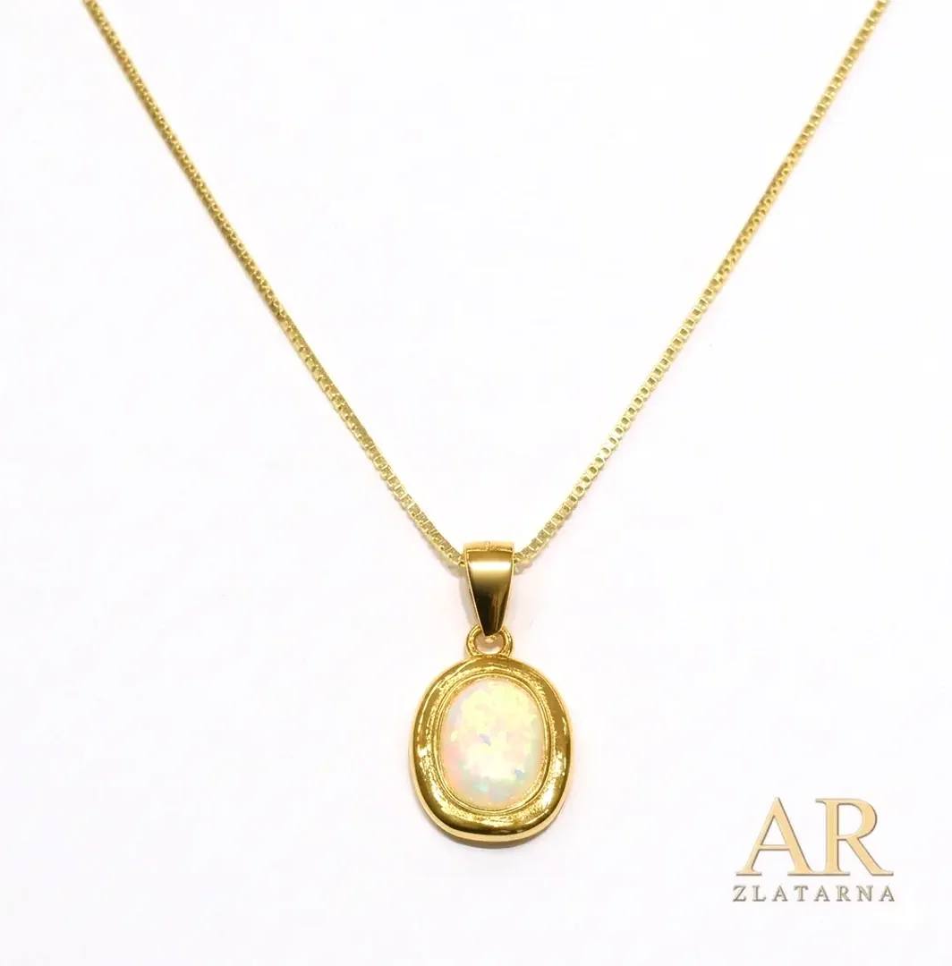 Srebrna pozlaćena ogrlica Opal Model 2