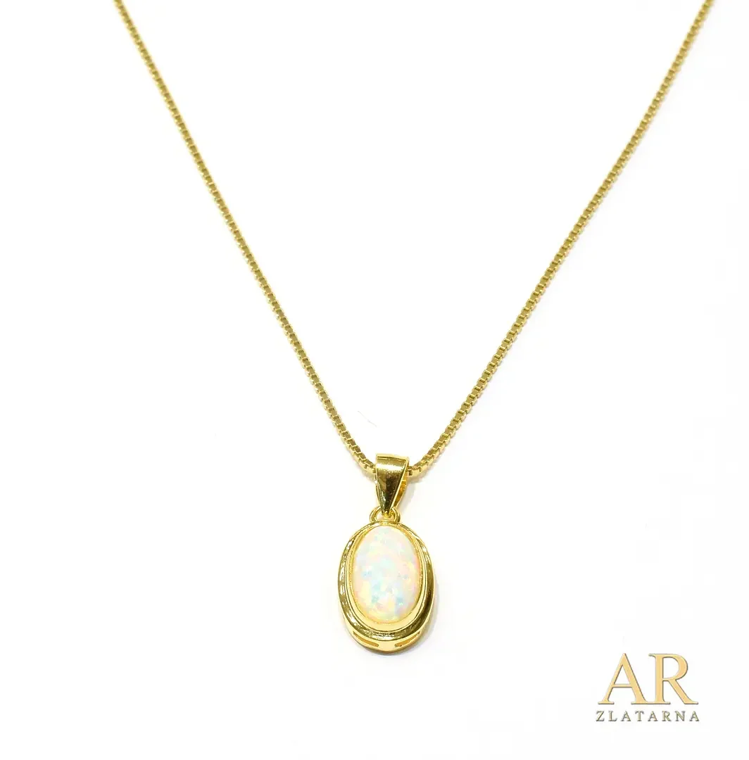 Srebrna pozlaćena ogrlica Opal model 5