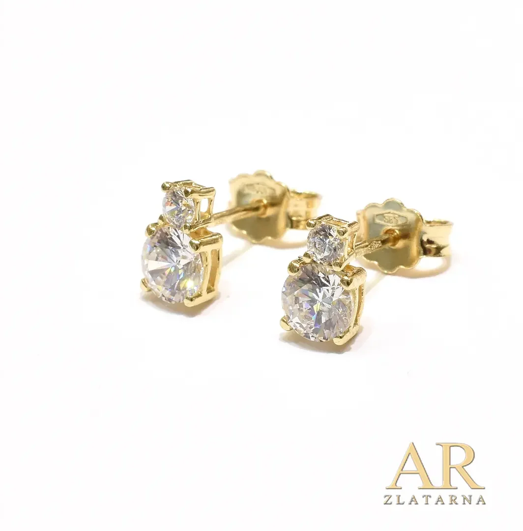 Zlatne naušnice Dva cirkona