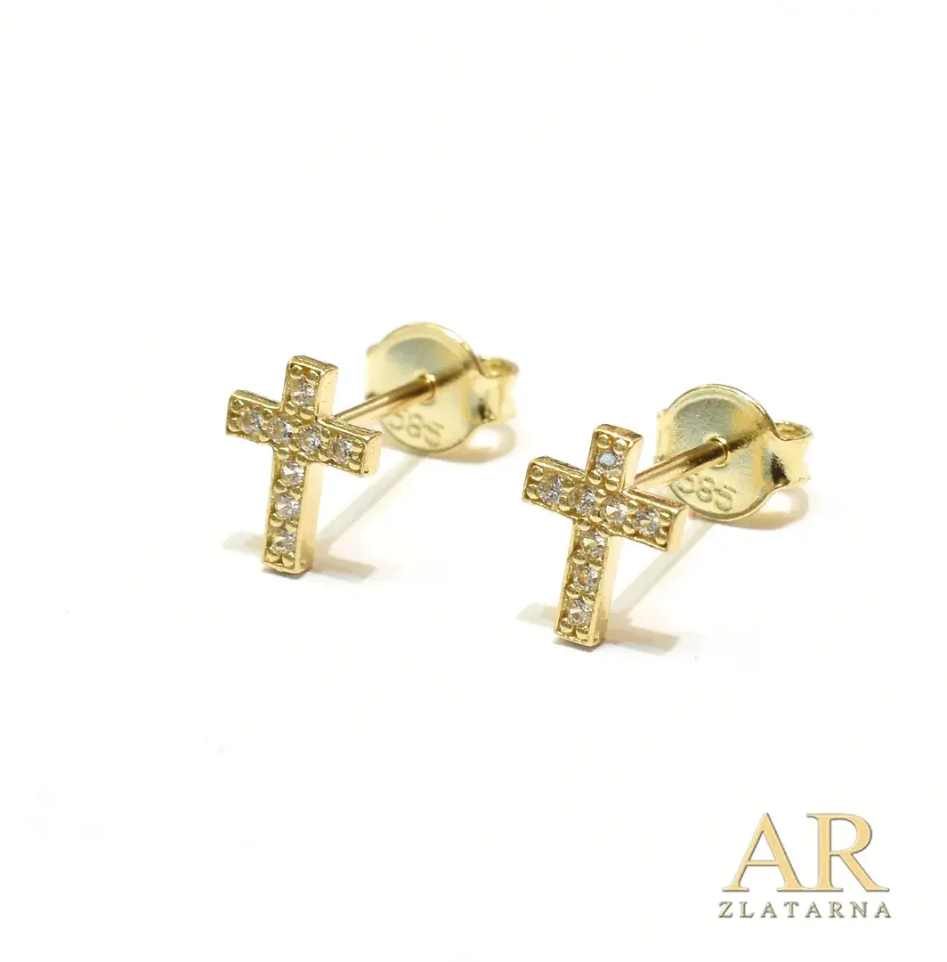 Zlatne naušnice Križ Model 3