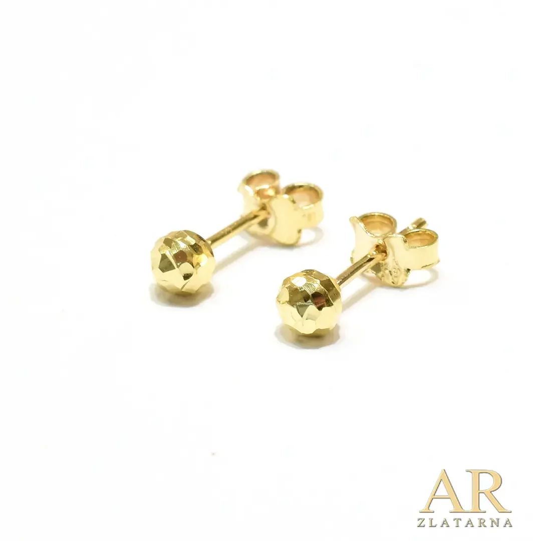 Zlatne naušnice Dijamantirana kuglica 4mm