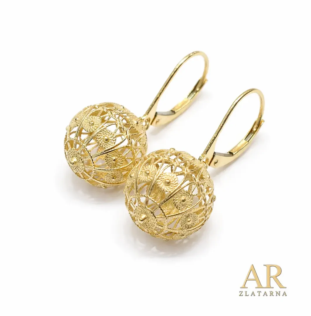 Zlatne naušnice Šibenski botuni puna kugla 14mm