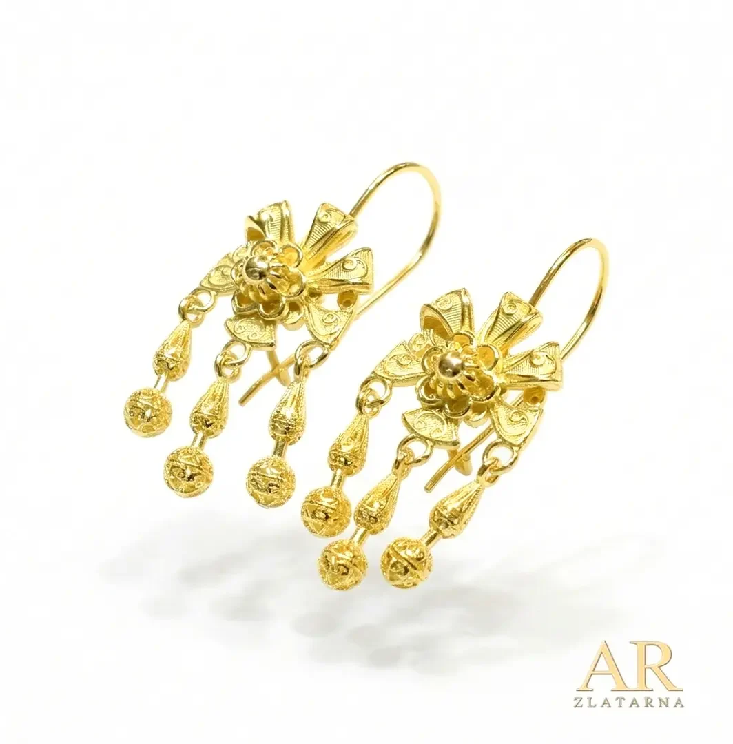 Srebrne pozlaćene Konavoske naušnice filigran mini