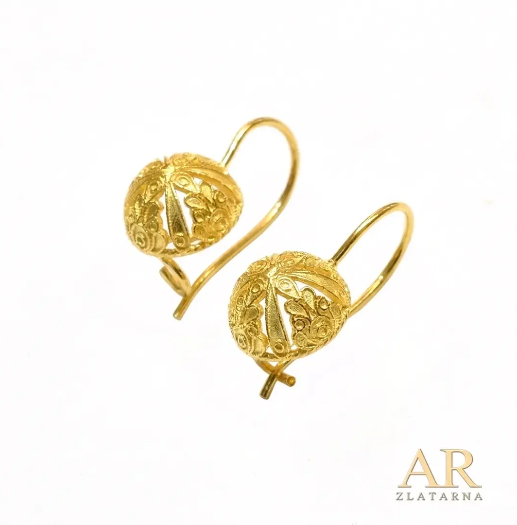 Srebrne pozlaćene naušnice Šibenski botuni filigran 10 mm Model 3