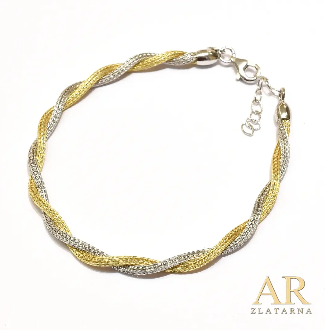 Srebrna narukvica Pletena dvobojna