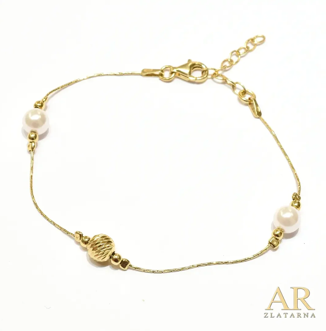 Srebrna pozlaćena narukvica sa biserima