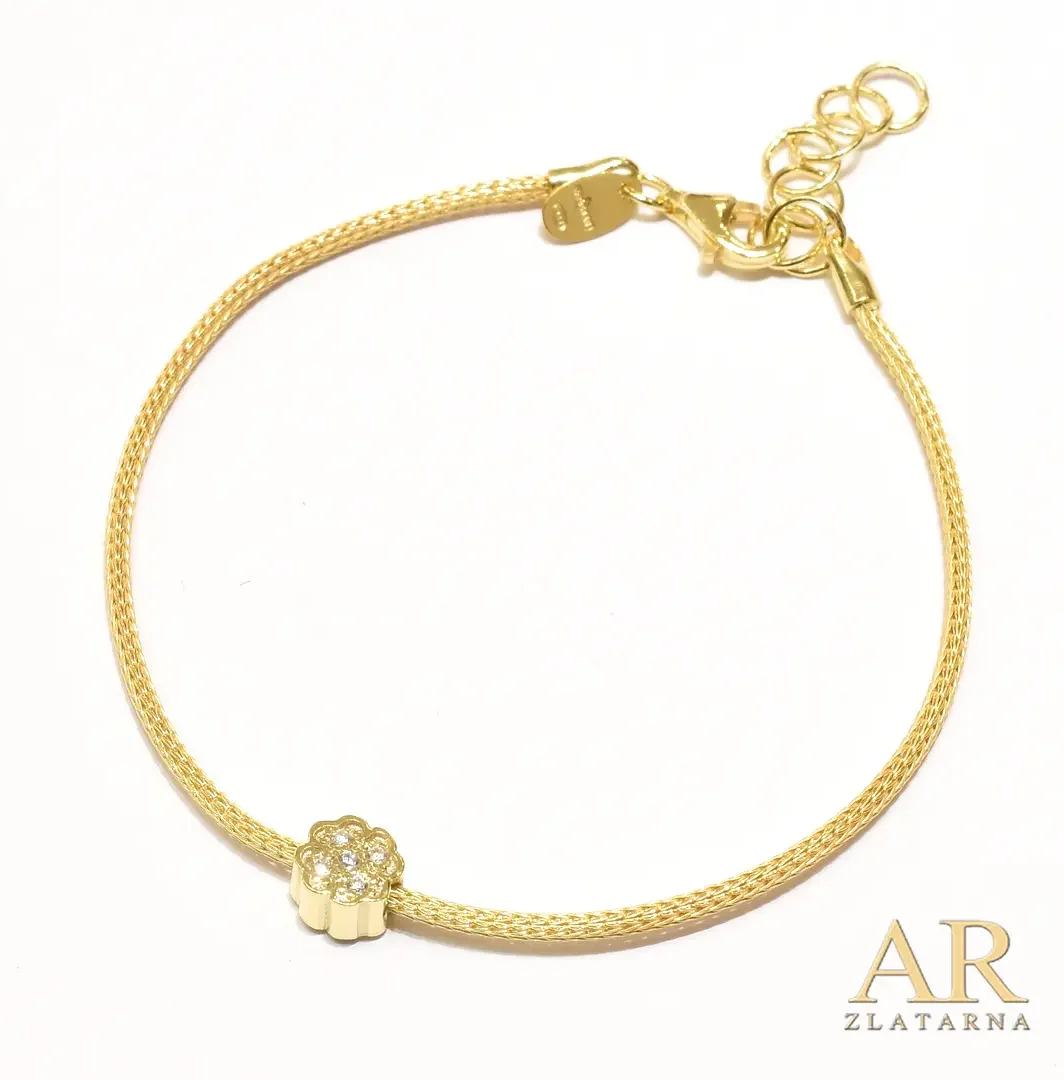 Srebrna pozlaćena Mrežasta narukvica sa djetelinom