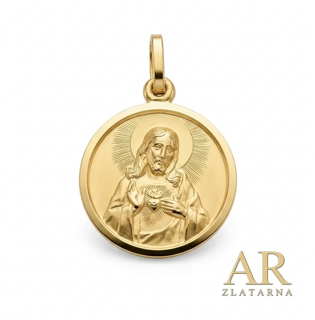 Srebrni pozlaćeni privjesak Srce Isusovo 17 mm