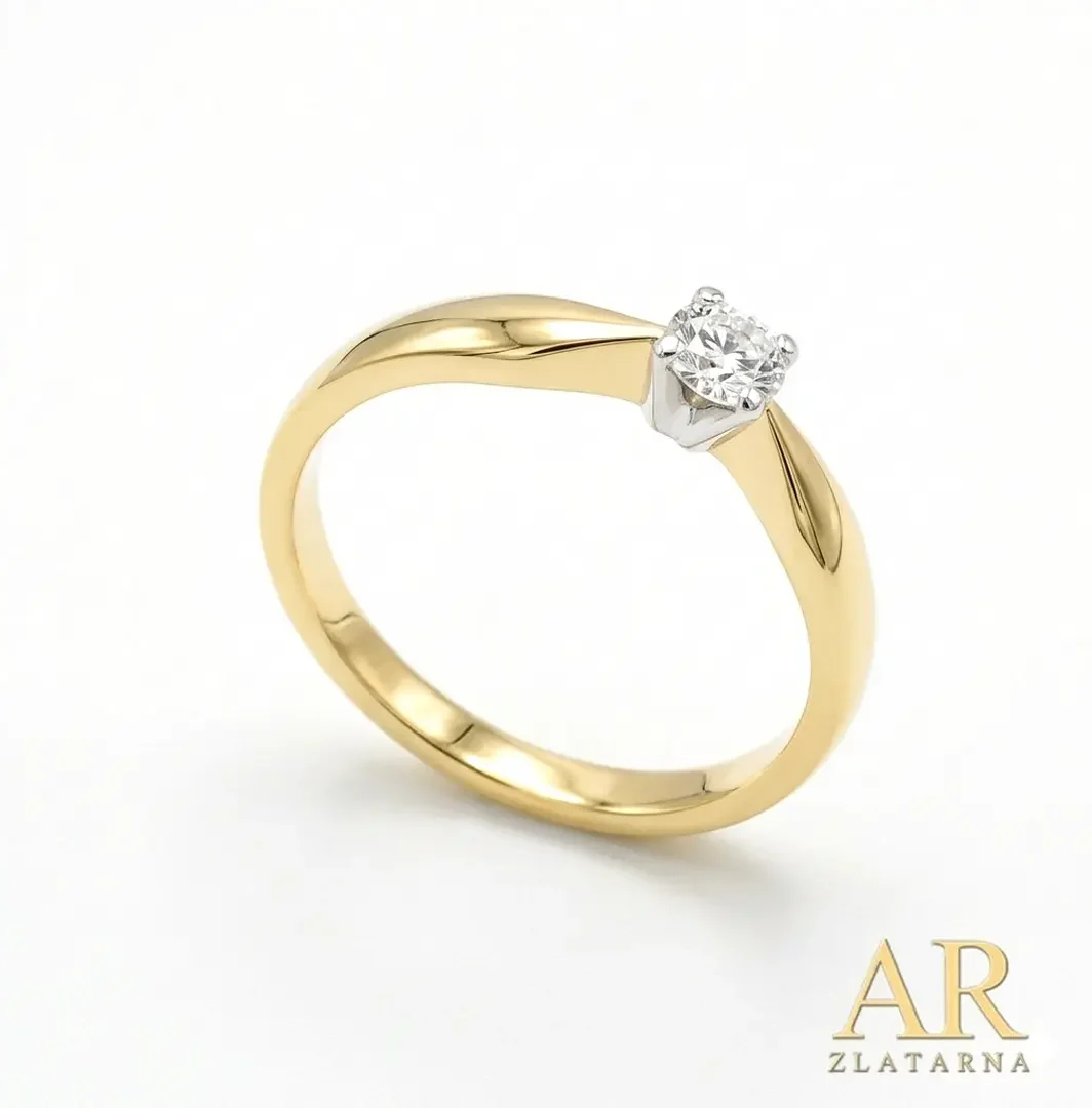 Bijelo žuto zlato zaručnički prsten prirodni dijamant 0.20 ct model 1