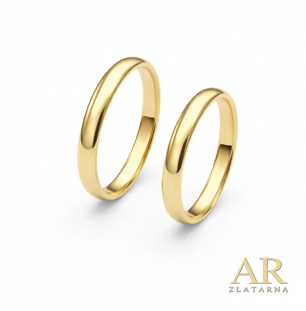 Zlatni vjenčani prsteni polukrug iz unutra i iz vanka 3mm