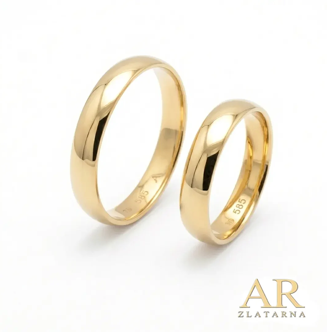 Zlatni vjenčani prsteni polukrug iz unutra i iz vanka 4mm