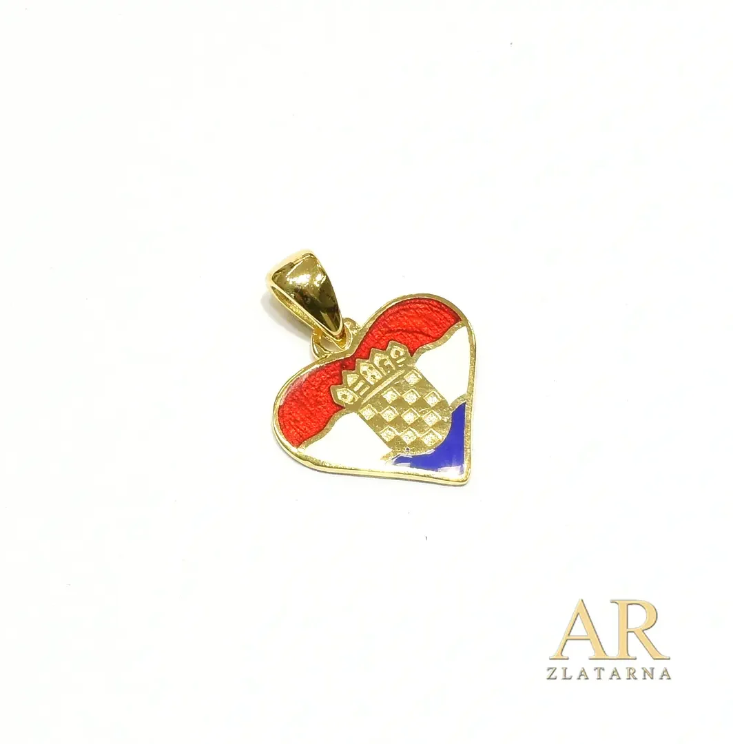 Srebrni pozlaćeni privjesak Hrvatsko srce