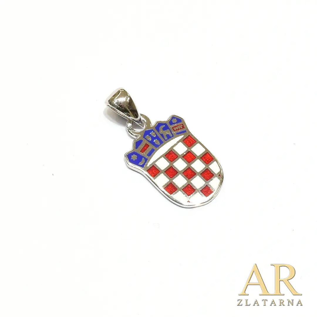 Srebrni privjesak Hrvatski grb 17 mm