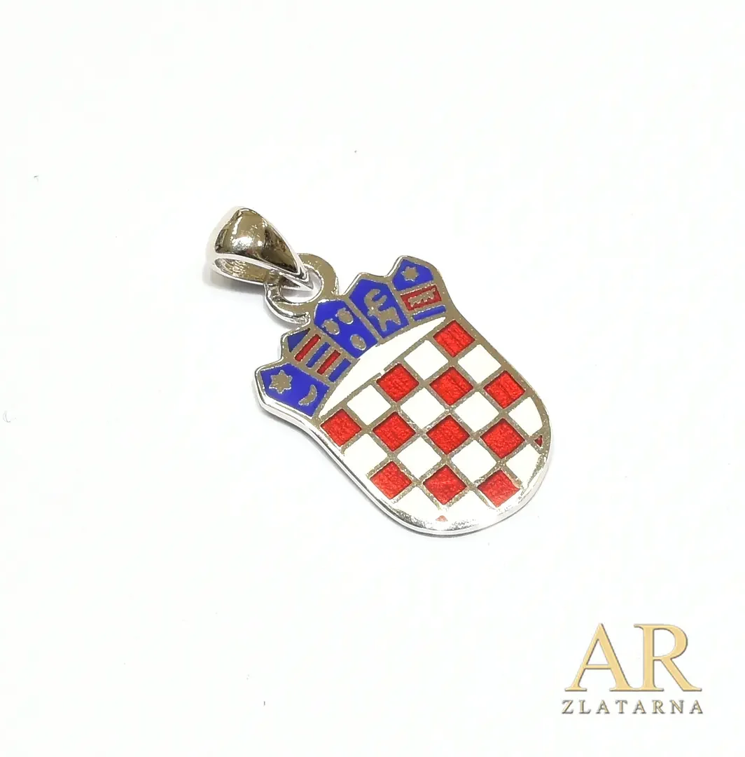 Srebrni privjesak Hrvatski grb 22mm