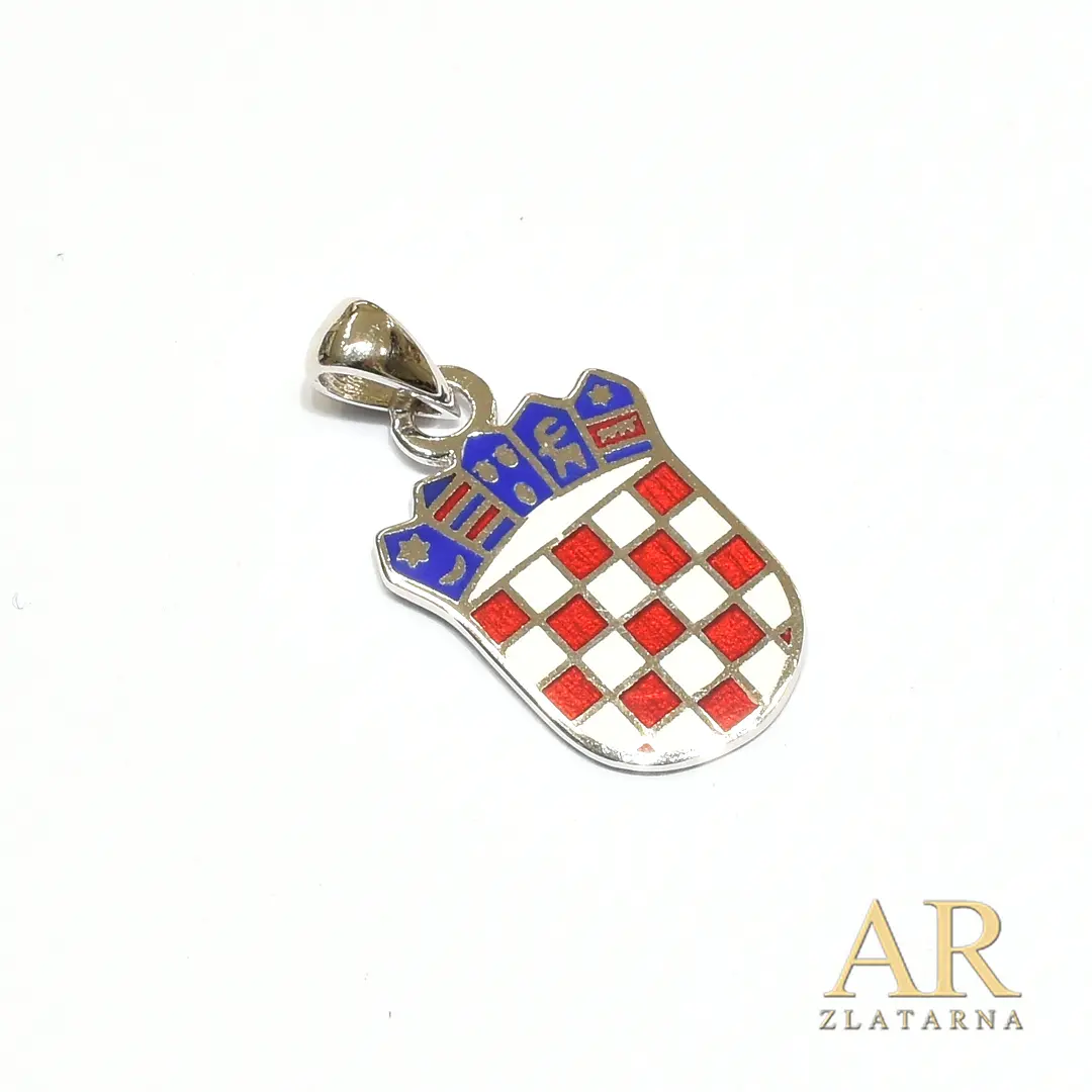 Srebrni privjesak Hrvatski grb 22mm