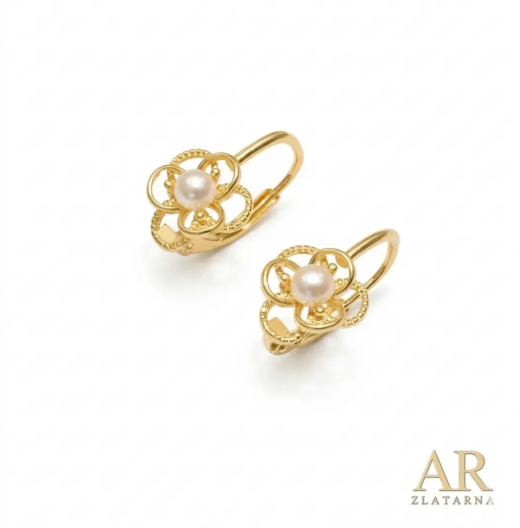 Srebrne pozlaćene naušnice sa Biserima Model 11