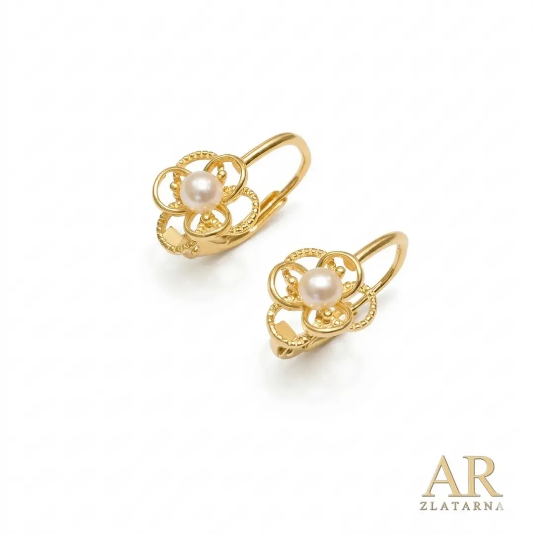 Srebrne pozlaćene naušnice sa Biserima Model 11
