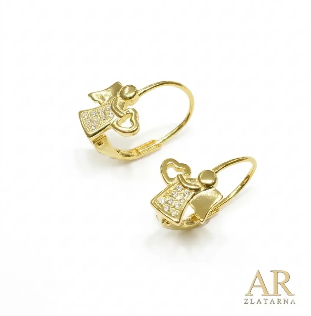 Srebrne pozlaćene naušnice viseći Anđeli model 2