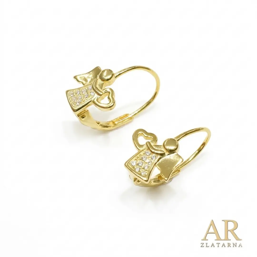 Srebrne pozlaćene naušnice viseći Anđeli model 2