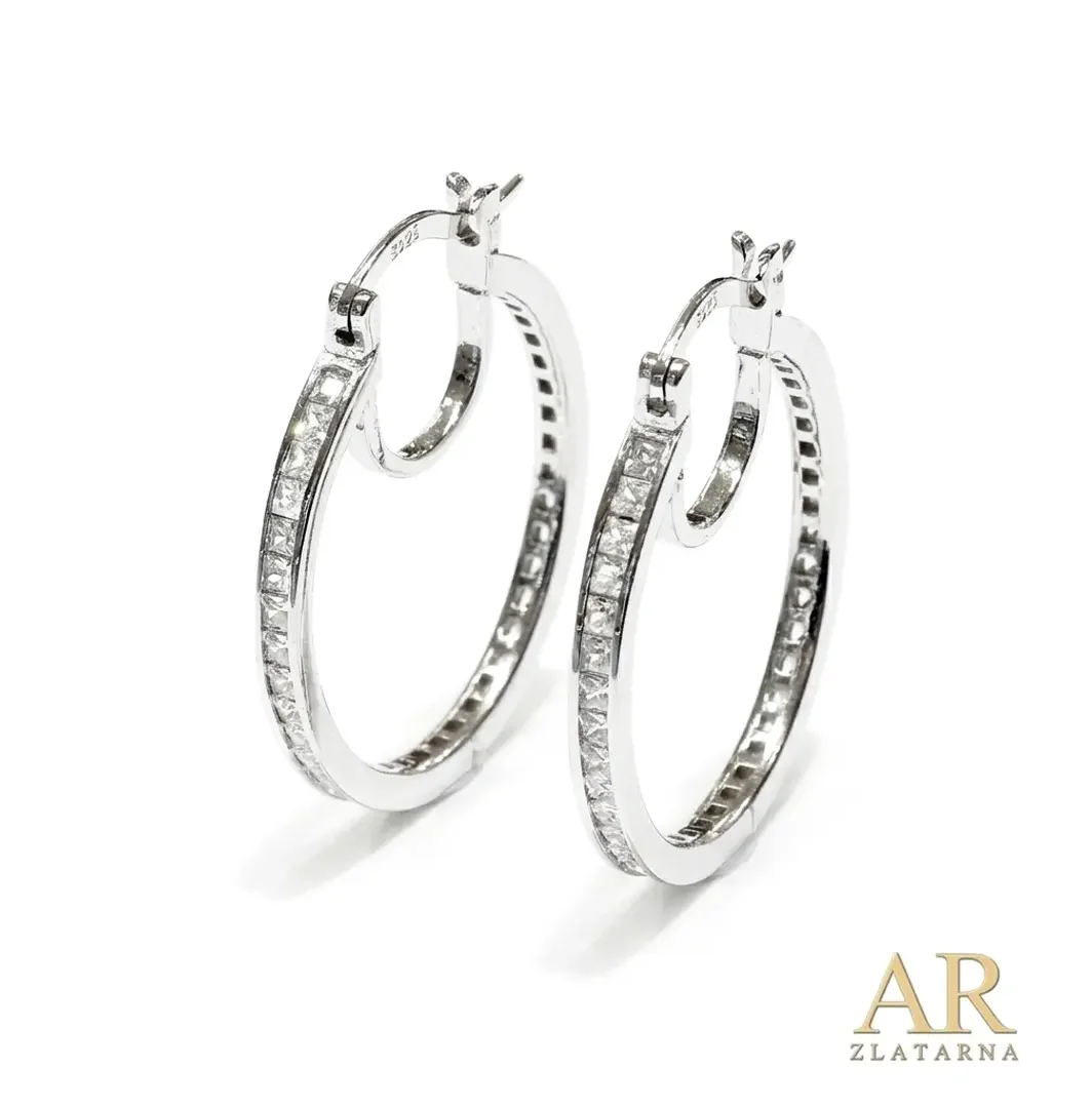 Srebrne naušnice Okrugle sa cirkonima Model 2