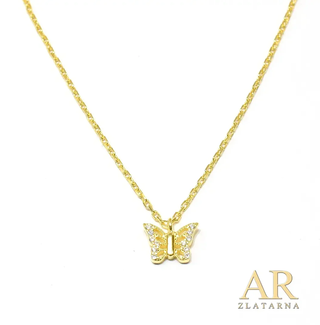 Srebrna pozlaćena ogrlica Leptir model 4