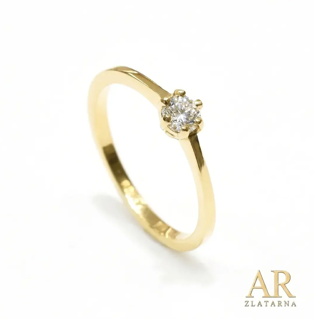 Žuto zlato zaručnički prsten prirodni dijamant 0.20 ct model 4